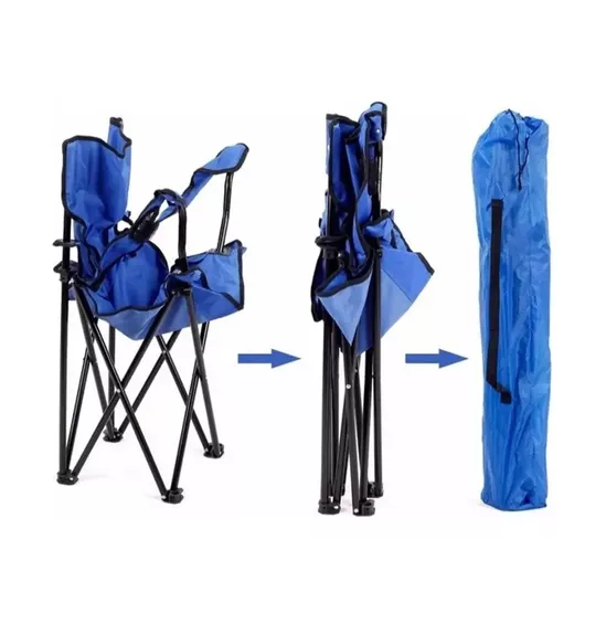 SILLA PLEGABLE CON PORTA VASO COLOR CELESTE - 3