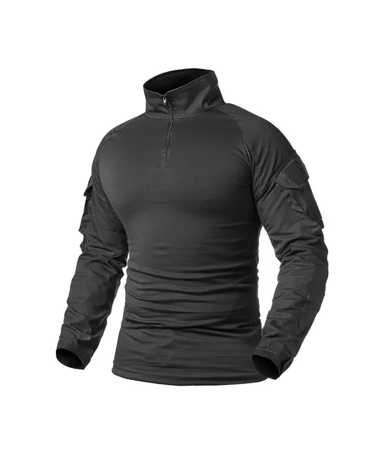 POLERA TÁCTICA COMBAT SHIRT MILITAR AIRSOFT, COLOR EN COLOR NEGRO, TALLA L - 1