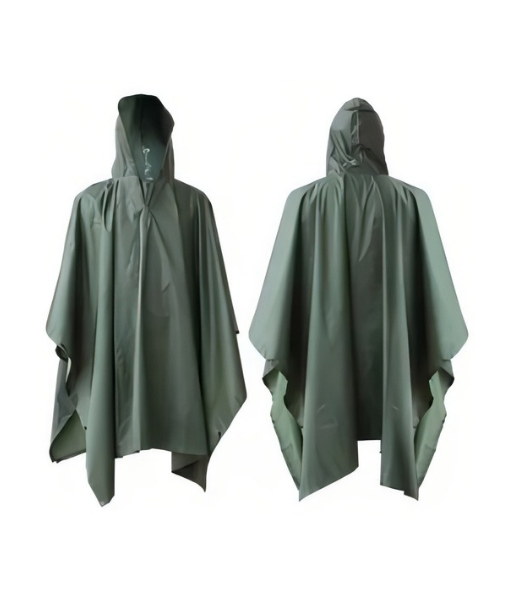 PONCHO IMPERMEABLE MILITAR, PONCHO LLUVIA CAPA LLUVIA COLOR VERDE - 2