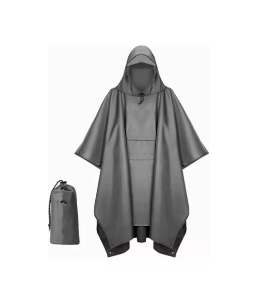 PONCHO IMPERMEABLE SIN OLOR SUAVE, CAPA IMPERMEABLE 213X142CM GRIS - 2