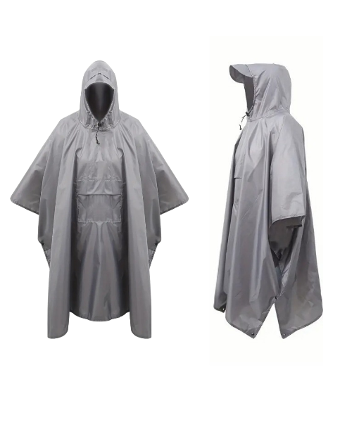 PONCHO IMPERMEABLE SIN OLOR SUAVE, CAPA IMPERMEABLE 213X142CM GRIS - 3