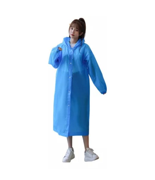 PONCHO IMPERMEABLE PORTÁTIL CON CAPUCHA, REUTILIZABLE, COLOR AZUL - 1