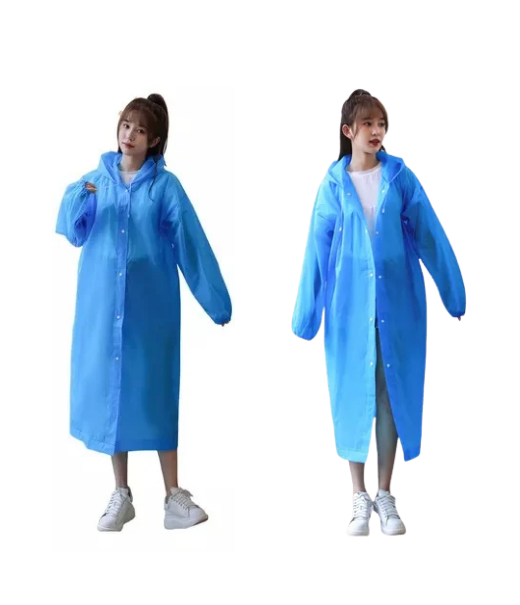 PONCHO IMPERMEABLE PORTÁTIL CON CAPUCHA, REUTILIZABLE, COLOR AZUL - 4