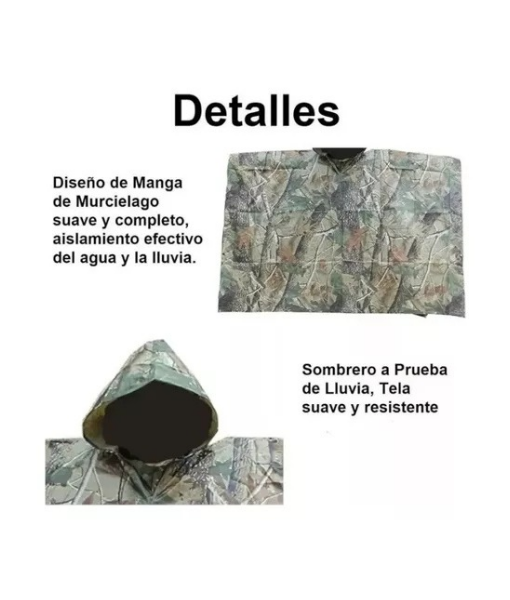 PONCHO IMPERMEABLE MILITAR, PONCHO LLUVIA CAPA LLUVIA COLOR CAMUFLAJE - 3