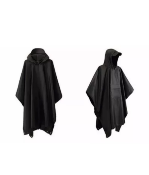 PONCHO IMPERMEABLE SIN OLOR SUAVE, CAPA IMPERMEABLE 213X142CM EN COLOR NEGRO - 2