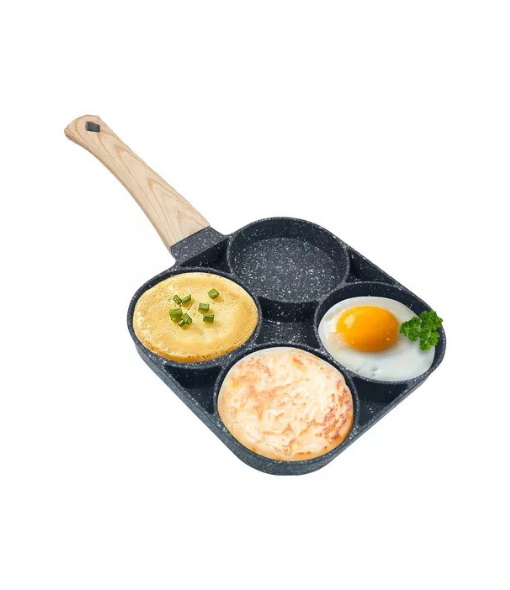 SARTÉN MULTIUSOS CON 4 DIVISIONES PARA HUEVOS, HAMBURGUESAS Y HOT CAKES, GRIS - 3