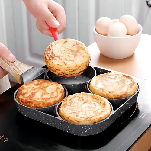 SARTÉN MULTIUSOS CON 4 DIVISIONES PARA HUEVOS, HAMBURGUESAS Y HOT CAKES, GRIS - 5