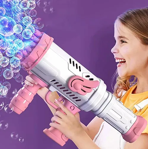 PISTOLA LANZA BURBUJAS DE LÍQUIDO DE AGUA JUGUETE ROSADO - 2