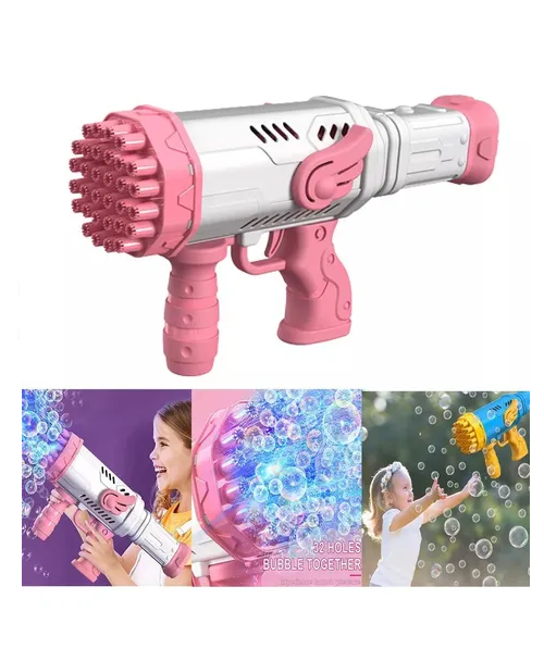 PISTOLA LANZA BURBUJAS DE LÍQUIDO DE AGUA JUGUETE ROSADO - 5