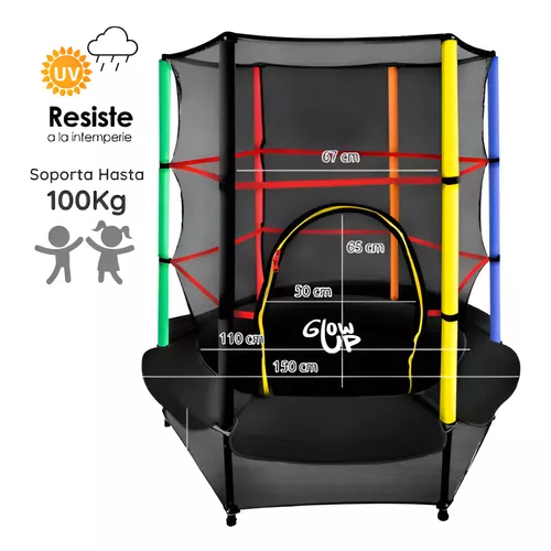 CAMA ELÁSTICA GLOWUP 1.40 M MALLA SEGURIDAD SUPERIOR - 2