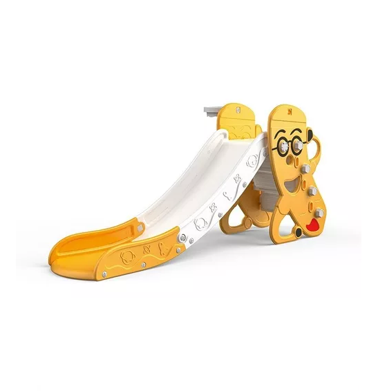 RESBALÍN, TOBOGÁN DE PERRITO CON ARO DE BASKET Y PELOTA EN COLOR EN COLOR AMARILLO - 1