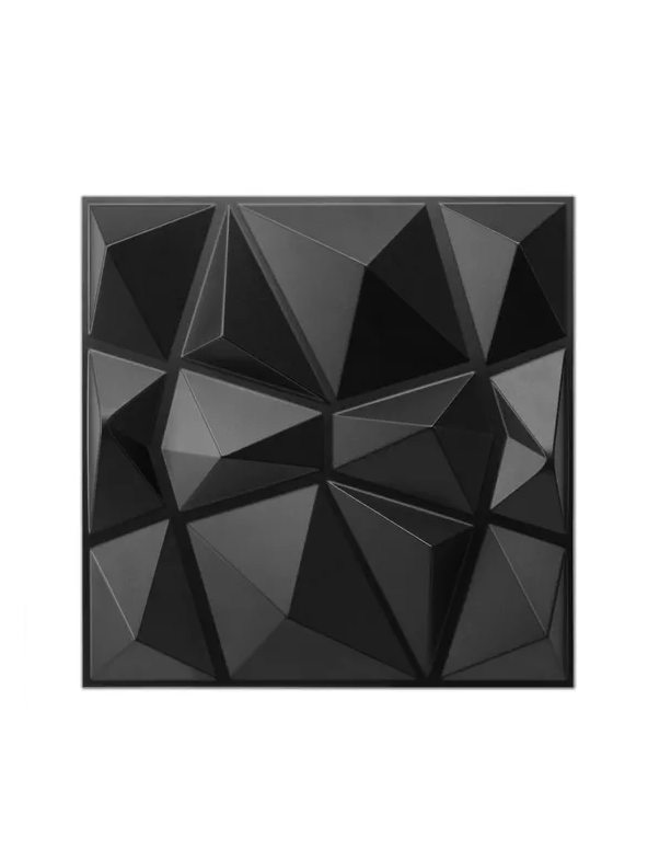 12 PANELES MURAL 3D AUTOADHESIVO PVC DIAMANTE 50X50CM EN COLOR NEGRO - 1
