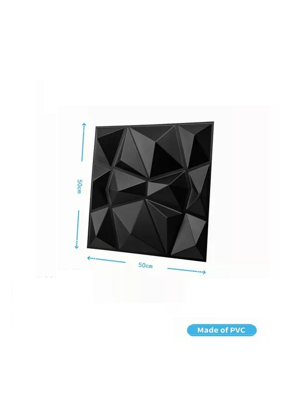 12 PANELES MURAL 3D AUTOADHESIVO PVC DIAMANTE 50X50CM EN COLOR NEGRO - 3