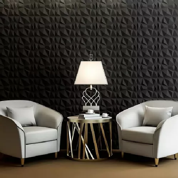 12 PANELES MURAL 3D AUTOADHESIVO PVC DIAMANTE 50X50CM EN COLOR NEGRO - 4