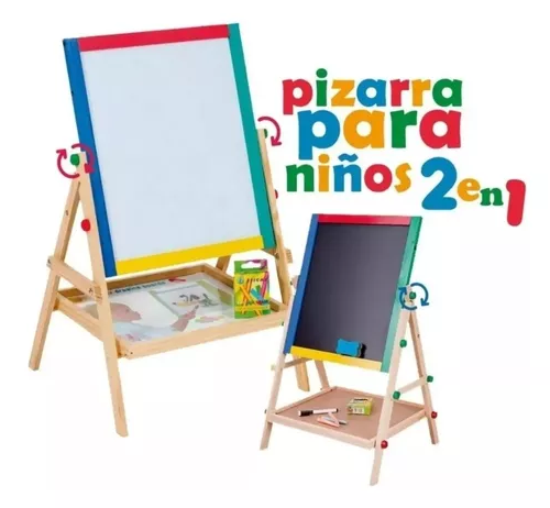 PIZARRA ATRIL PARA NIÑO MAGNÉTICA DOBLE (TIZA/PLUMÓN) MADERA - 2