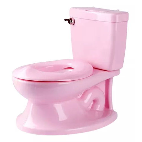 PELELA DE APRENDIZAJE TIPO WC, SONIDO CISTERNA, COLORES METÁLICOS, COLOR ROSADO - 1