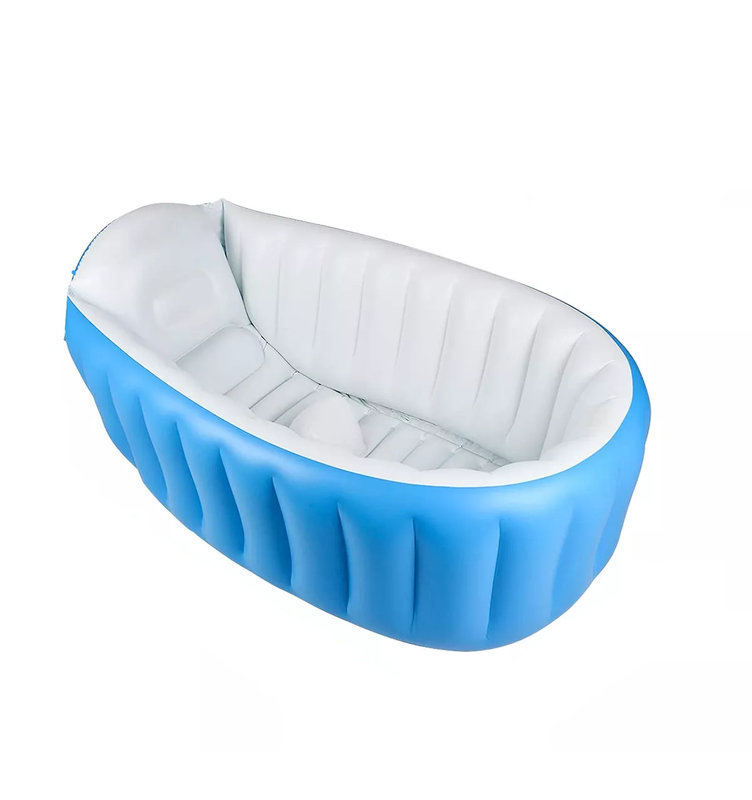 BAÑERA INFLABLE PLEGABLE PARA BEBÉS CON BOMBA DE AIRE, CELESTE - 1