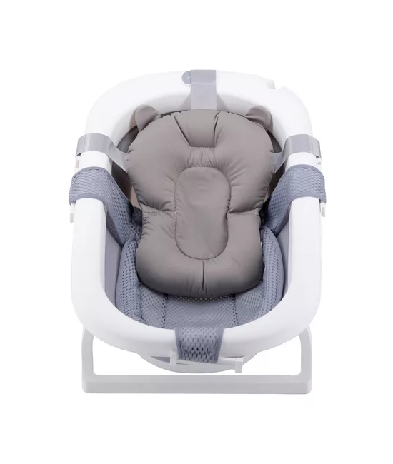BAÑERA PLEGABLE BEBÉ CON COJÍN ALMOHADA Y REDUCTOR, GRIS - 2