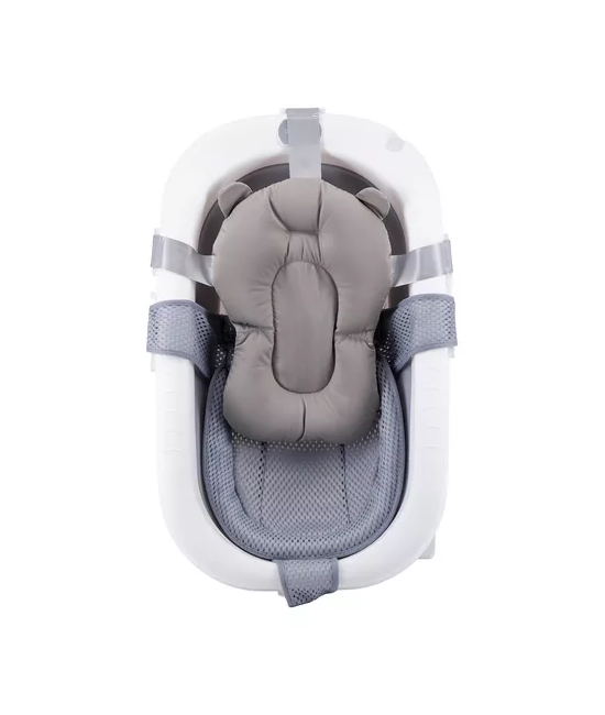 BAÑERA PLEGABLE BEBÉ CON COJÍN ALMOHADA Y REDUCTOR, GRIS - 4