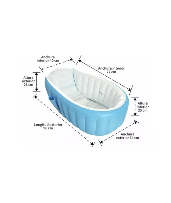 BAÑERA INFLABLE PORTÁTIL TINA PARA BEBÉS, COLOR AZUL - 5