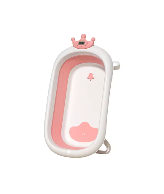 BAÑERA PLEGABLE BEBÉ CON TERMÓMETRO Y ACCESORIOS, COLOR ROSA - 1