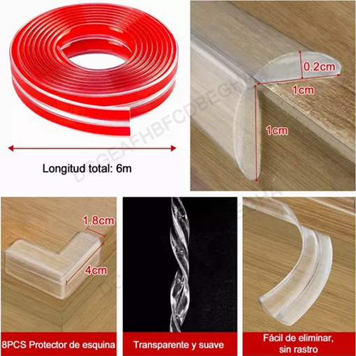 PROTECTOR TRANSPARENTE BORDE ESQUINA PARA MESA MUEBLES 600CM - 3