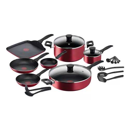 BATERÍA T-FAL DE 20 PIEZAS, EASY CARE, ALUMINIO ANTIADHERENTE, COLOR EN COLOR ROJO - 4
