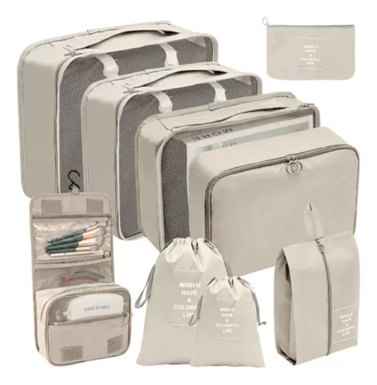 BOLSAS ORGANIZADORAS DE MALETA PARA VIAJES IMPERMEABLES GRIS - 3