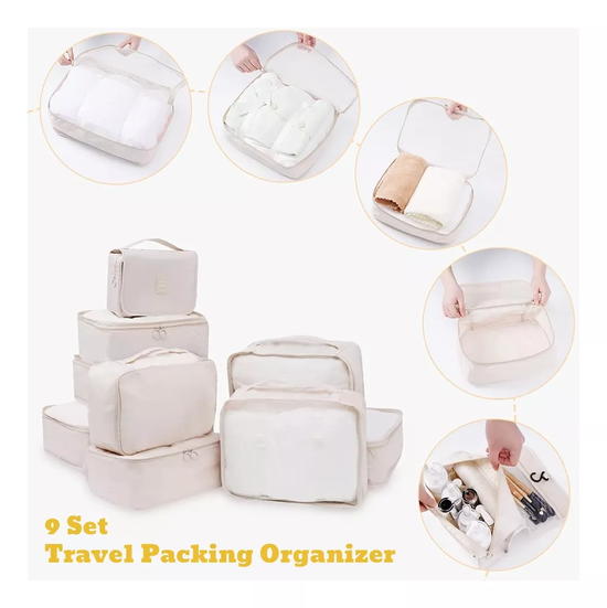 BOLSAS ORGANIZADORAS DE MALETA PARA VIAJES IMPERMEABLES GRIS - 6