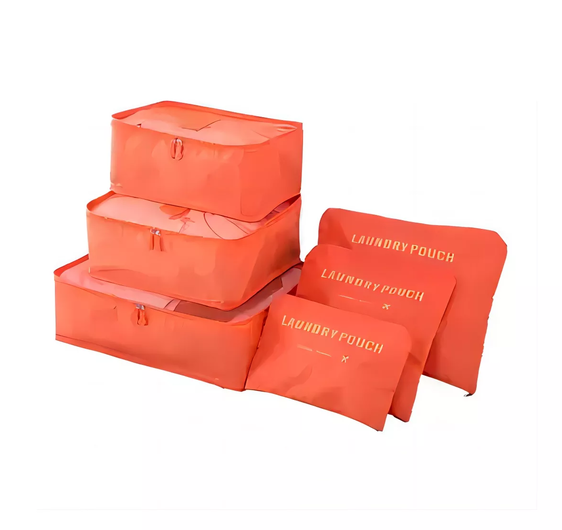 SET 6 ORGANIZADORES DE EQUIPAJE DE VIAJE BOLSA ROPA INTERIOR NARANJA - 1