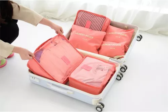 SET 6 ORGANIZADORES DE EQUIPAJE DE VIAJE BOLSA ROPA INTERIOR NARANJA - 2
