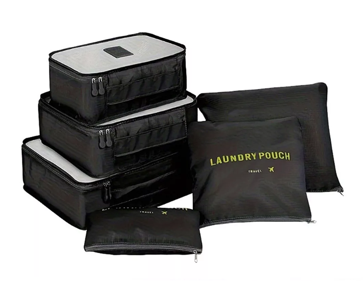 SET 6 ORGANIZADORES DE EQUIPAJE DE VIAJE BOLSA ROPA INTERIOR EN COLOR NEGRO - 2