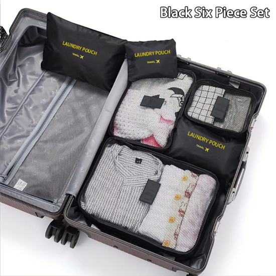 SET 6 ORGANIZADORES DE EQUIPAJE DE VIAJE BOLSA ROPA INTERIOR EN COLOR NEGRO - 3