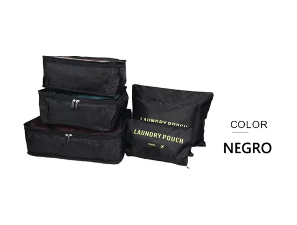 SET 6 ORGANIZADORES DE EQUIPAJE DE VIAJE BOLSA ROPA INTERIOR EN COLOR NEGRO - 4
