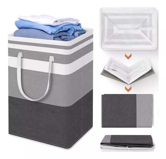 CESTO GRANDE PARA ROPA SUCIA Y LAVANDERÍA PLEGABLE (2X75L + 2X5L) TRICOLOR - 2