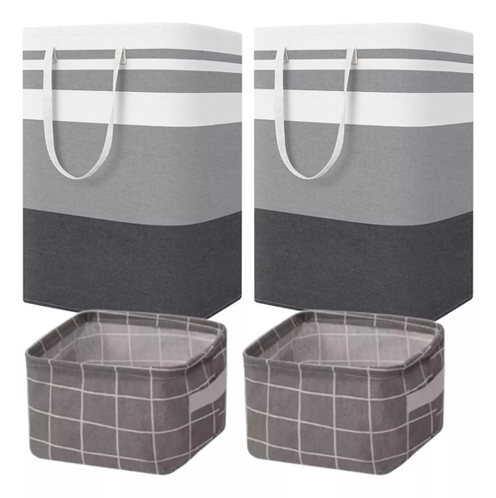 CESTO GRANDE PARA ROPA SUCIA Y LAVANDERÍA PLEGABLE (2X75L + 2X5L) TRICOLOR - 3