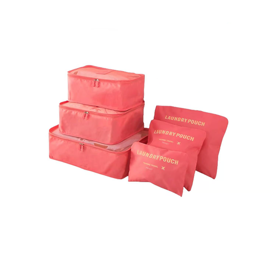 SET 6 ORGANIZADORES DE EQUIPAJE DE VIAJE BOLSA ROPA INTERIOR ROSADO - 1