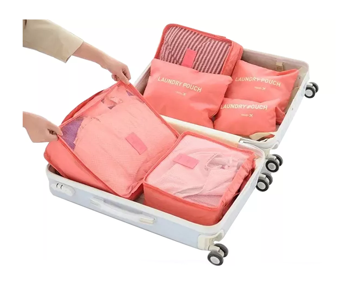SET 6 ORGANIZADORES DE EQUIPAJE DE VIAJE BOLSA ROPA INTERIOR ROSADO - 2