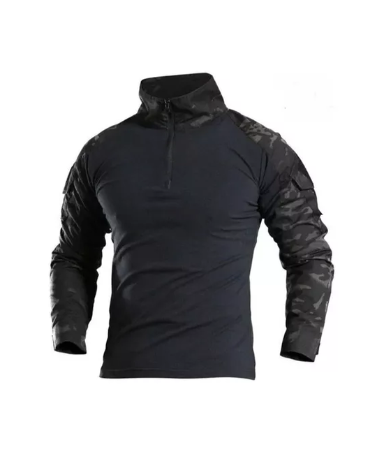 POLERA TÁCTICA COMBAT SHIRT MILITAR AIRSOFT, COLOR MULTICAM BLACK, TALLA M - 1