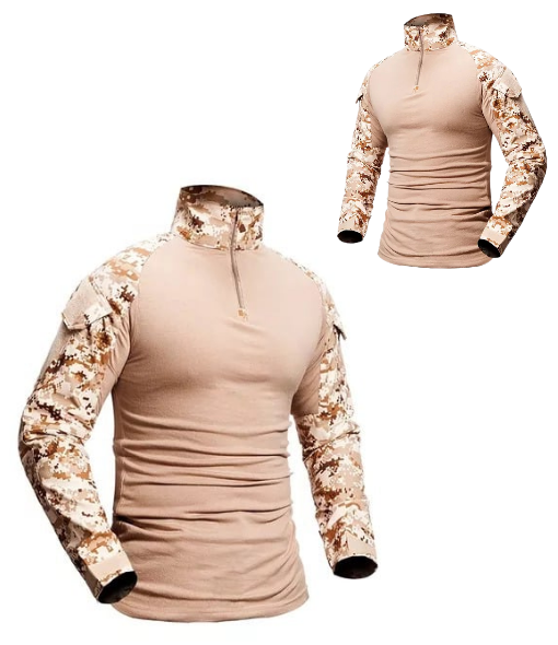 POLERA TÁCTICA COMBAT SHIRT MILITAR AIRSOFT, COLOR DIGITAL DESERT, TALLA 2XL - 2