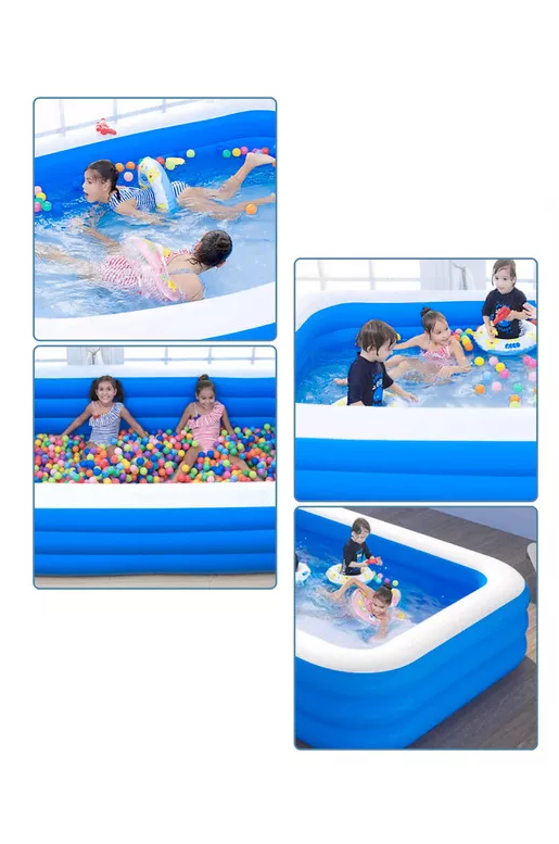 PISCINA INFLABLE RECTANGULAR + INFLADOR 150X105X50 CM AZUL - 5