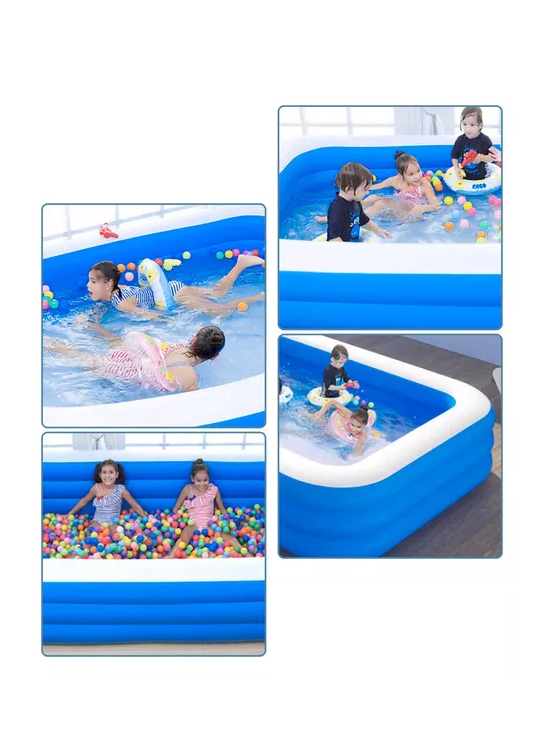 PISCINA INFLABLE RECTANGULAR + INFLADOR 150X105X50 CM AZUL - 7