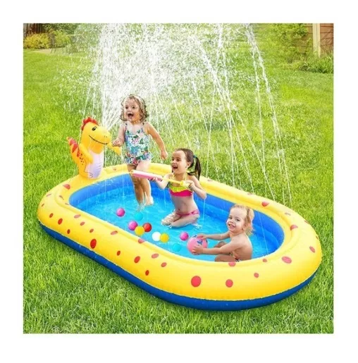 PISCINA INFLABLE 170X110X45 CM DINO DELFÍN LANZA CHORRO AGUA - 3