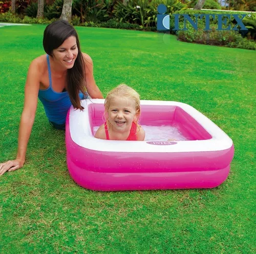 PISCINA INFLABLE CUADRADA ROSADA - 4