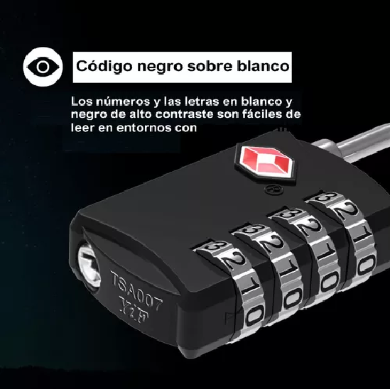 2PZS CANDADOS DE COMBINACIÓN PARA EQUIPAJE COLOR EN COLOR NEGRO - 3