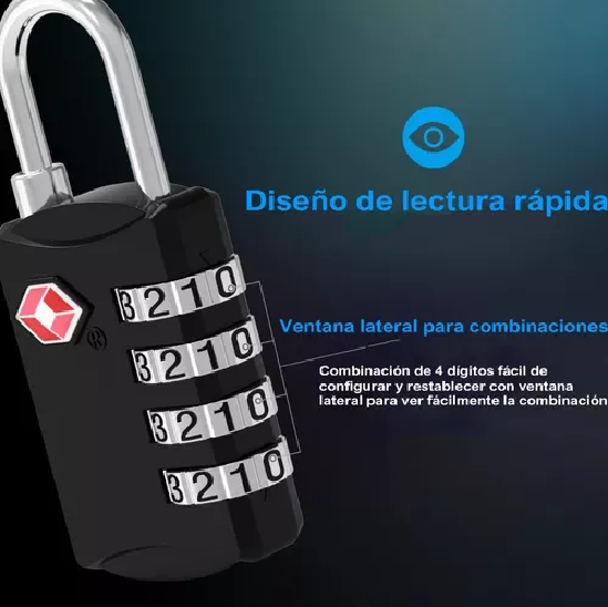 2PZS CANDADOS DE COMBINACIÓN PARA EQUIPAJE COLOR EN COLOR NEGRO - 4