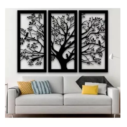 CUADRO DECORATIVO TRÍPTICO DE ÁRBOL DE LA VIDA, 35X60 CM - 1
