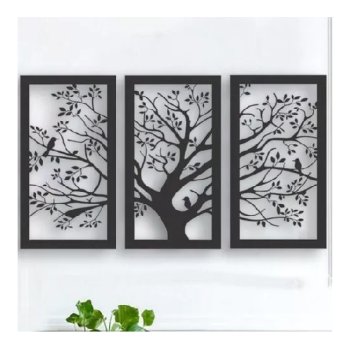 CUADRO DECORATIVO TRÍPTICO DE ÁRBOL DE LA VIDA, 35X60 CM - 2