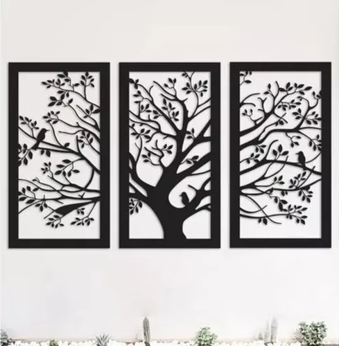 CUADRO DECORATIVO TRÍPTICO DE ÁRBOL DE LA VIDA, 35X60 CM - 3