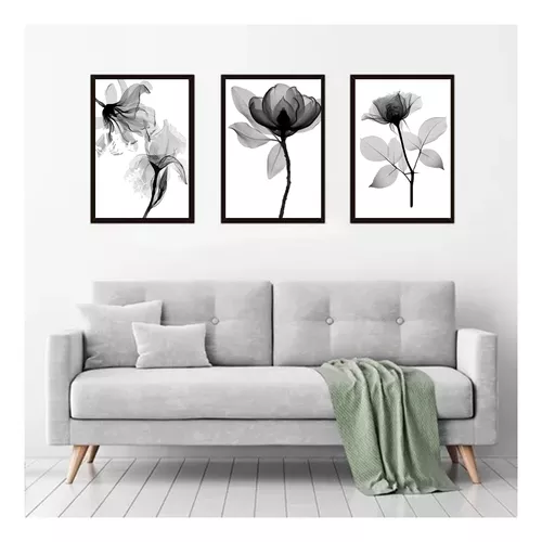 CUADROS ROSAS EN EN COLOR BLANCO Y EN COLOR NEGRO, PACK DE 3 UNIDADES, 35X50 CM - 1